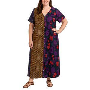 Logo Lori Goldstein Maxi Dress 2X Patchwork Mixed Prints